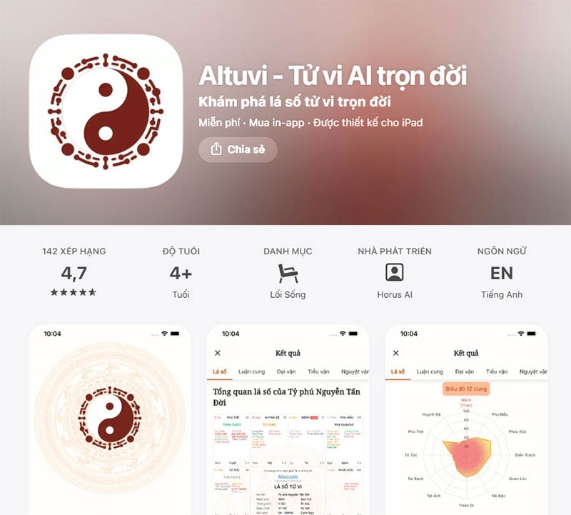 App xem tử vi hình 8