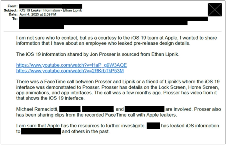 Apple kiện Jon Prosser vì tiết lộ bí mật iOS 26