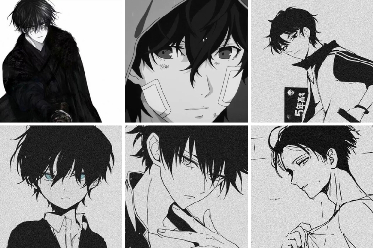 Avatar nam anime trắng đen (hình 1)
