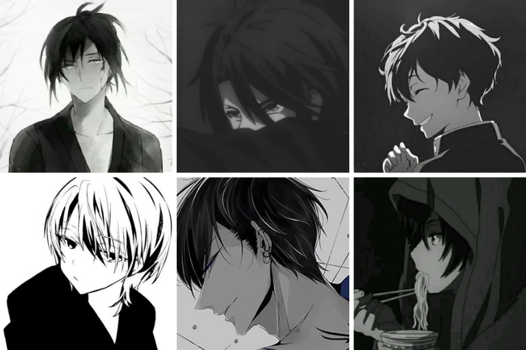 Avatar nam anime trắng đen (hình 2)
