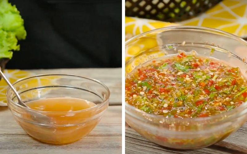 Pha nước chấm ba chỉ bò nướng sa tế