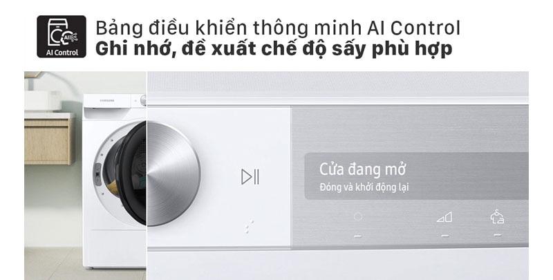 Bảng điều khiển AI Control trên máy sấy quần áo hình 4