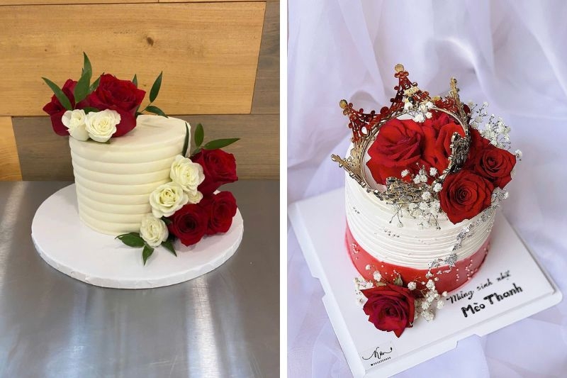 Bánh kem hoa hồng đỏ ảnh 5