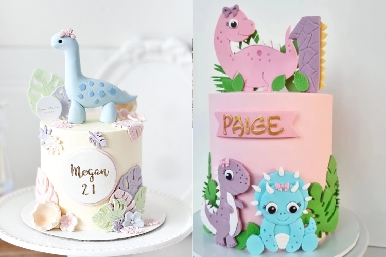 Bánh kem khủng long cho bé gái