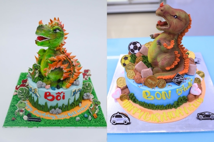 Bánh kem khủng long cho bé trai