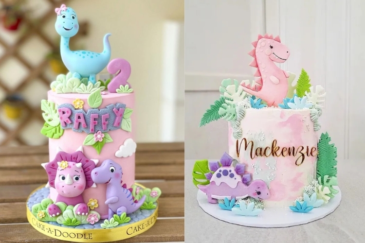 Bánh kem khủng long cho bé gái