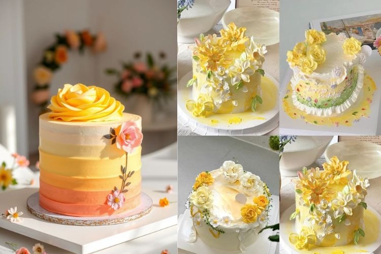 bánh kem màu vàng