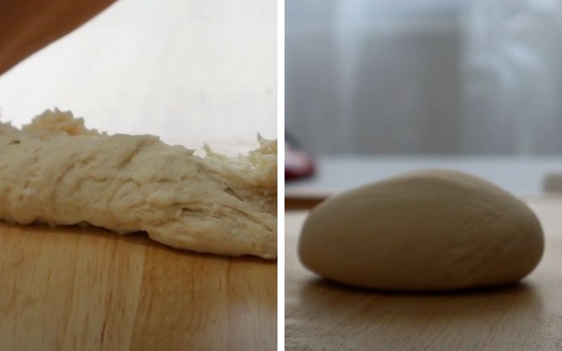 Nhào bột bánh màu trắng