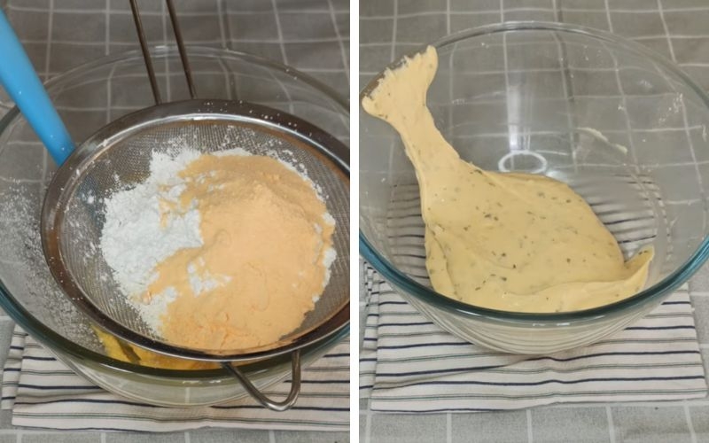 Trộn bột bánh
