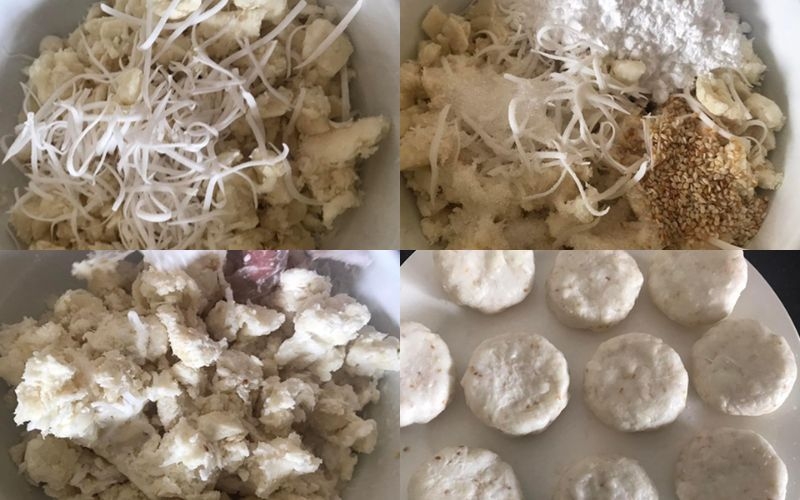 Trộn bột bánh sắn nướng