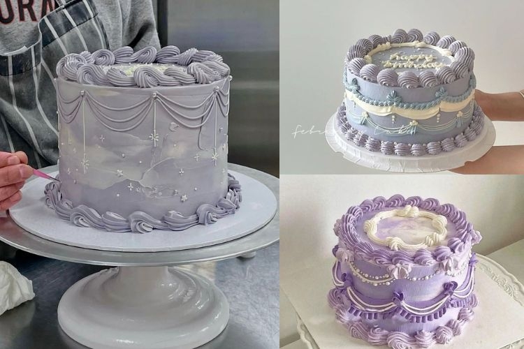 bánh sinh nhật màu tím