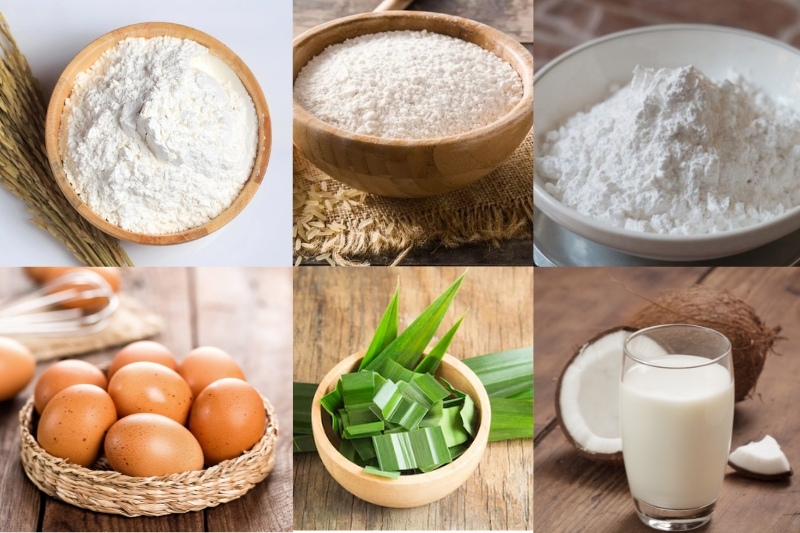 Nguyên liệu cần chuẩn bị để làm bánh tai yến lá dứa