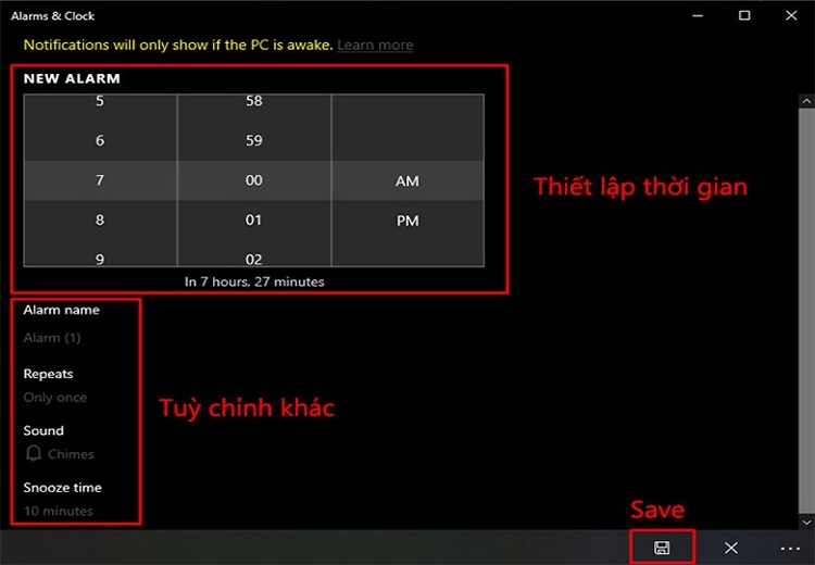 Báo thức trên laptop (Hình 3)