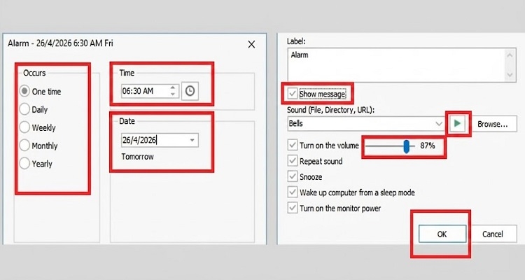 Báo thức trên laptop (Hình 5)