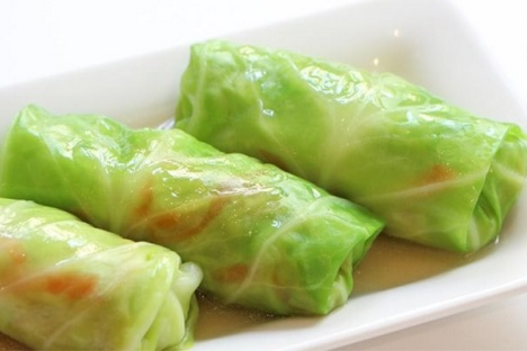 bắp cải cuộn tôm hấp 4