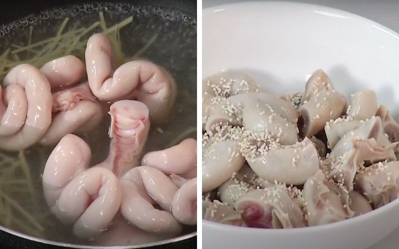 Sơ chế và ướp dồi trường làm bắp cải tím xào dồi trường