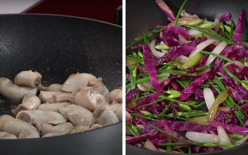 Làm bắp cải tím xào dồi trường