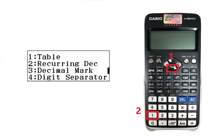 Bật - tắt g(x) trên máy tính Casio 5