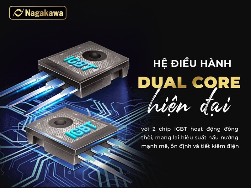 Bếp điện từ đôi Nagakawa NK2C02M với hệ điều hành dual core hiện đại