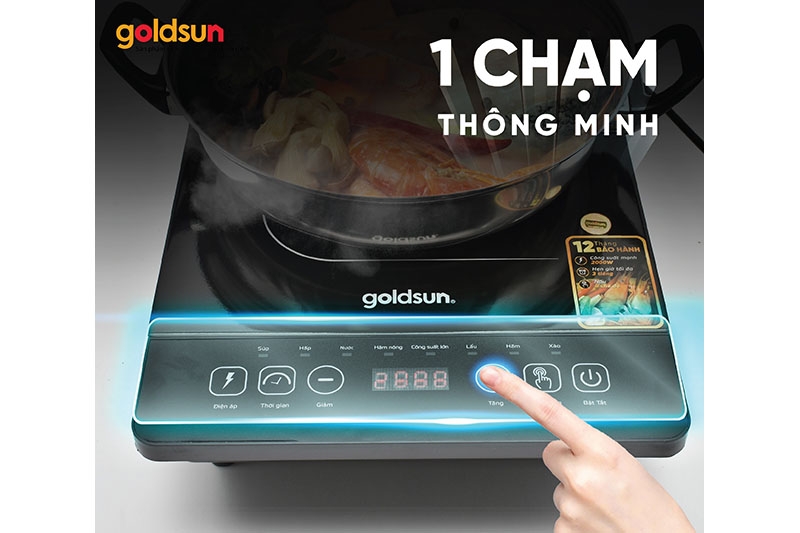 Bếp điện từ đơn cảm ứng 2000W Goldsun GIC3205-D (Kèm nồi) (hình 3)