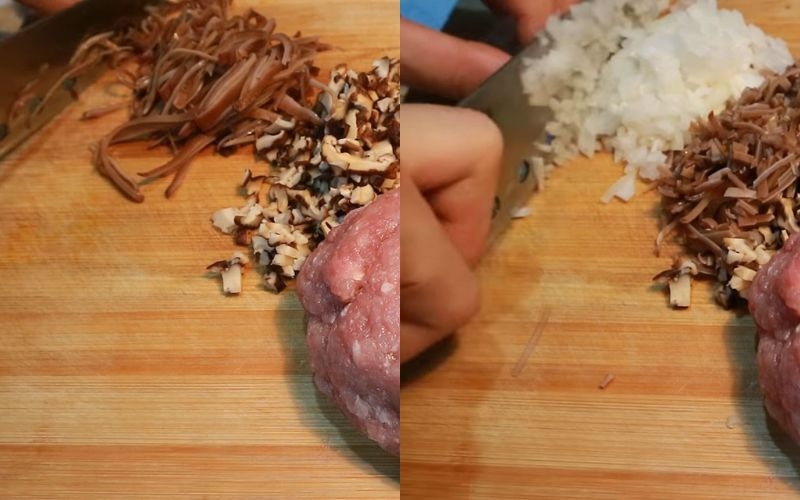 Sơ chế nguyên liệu làm bí đỏ chiên thịt