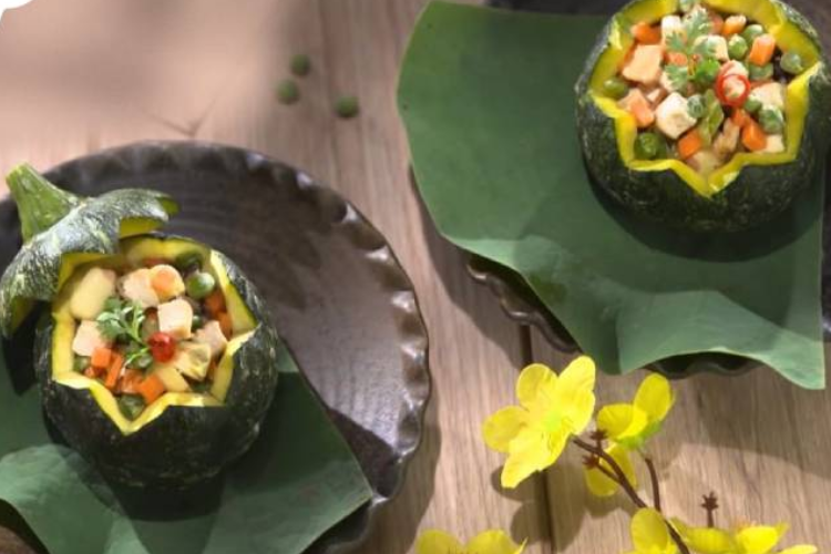 Bí đỏ hấp chay hình 6