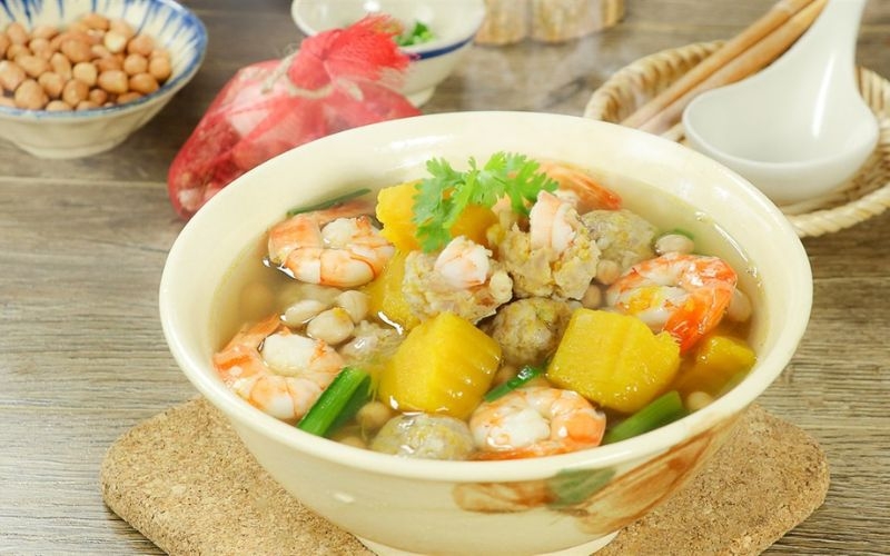 Canh bí đỏ nấu tôm 7