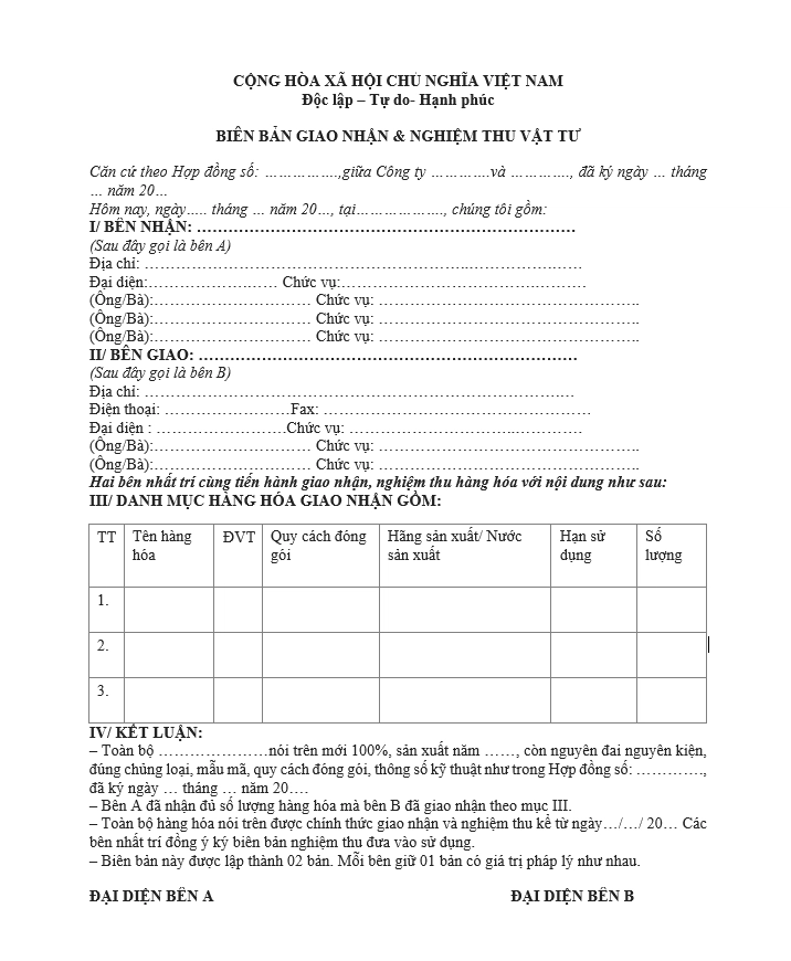 bien ban giao nhan hang hoa ket hop nghiem thu