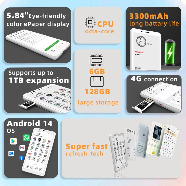 Bigme HiBreak S ra mắt: Smartphone có màn hình E Ink màu đầu tiên với 4G LTE và Android 14 - hình 1