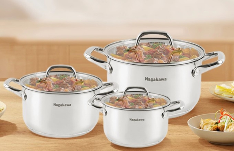 Bộ 3 nồi inox 5 đáy Nagakawa NAG1360 - hình 1