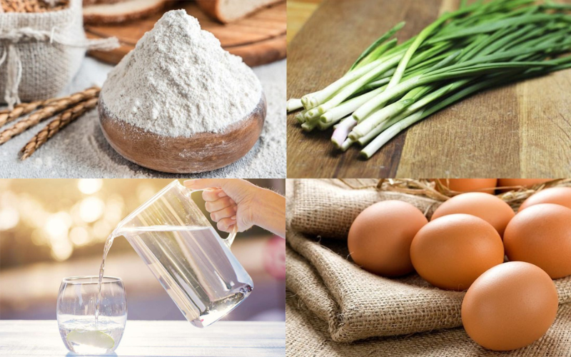 nguyên liệu bánh bột mì rán hành lá mặn