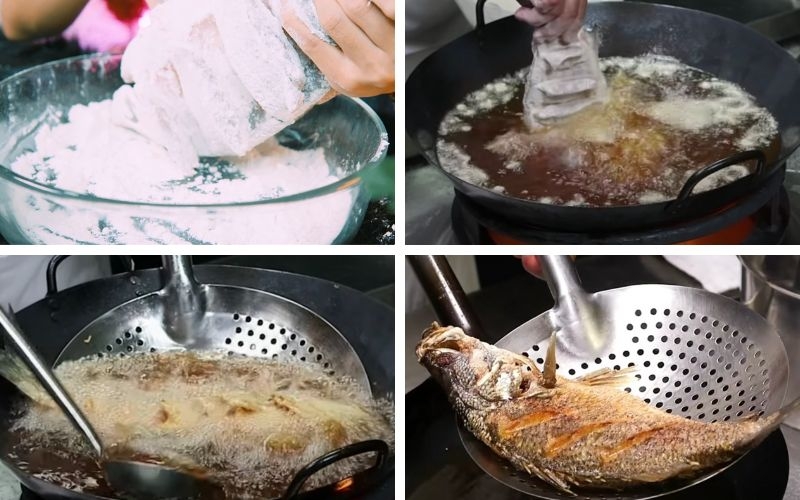 Làm cá chẽm chiên giòn sốt chua ngọt