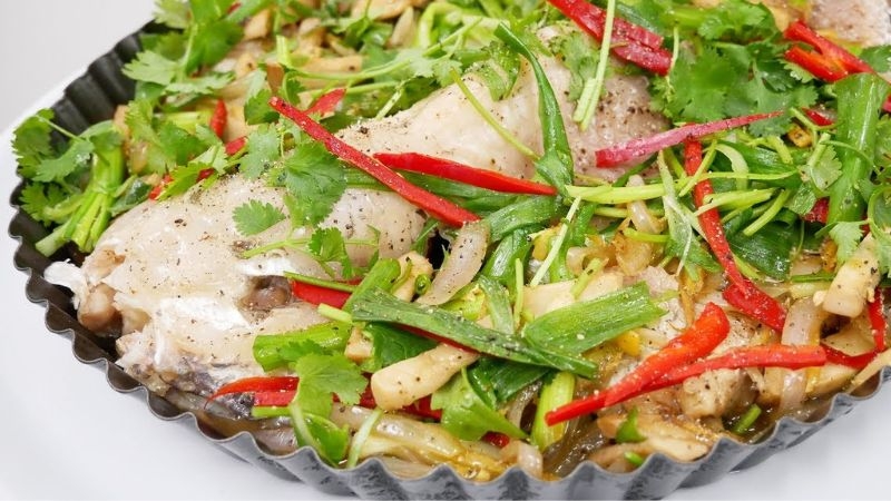 cá diêu hồng hấp gừng hành 1