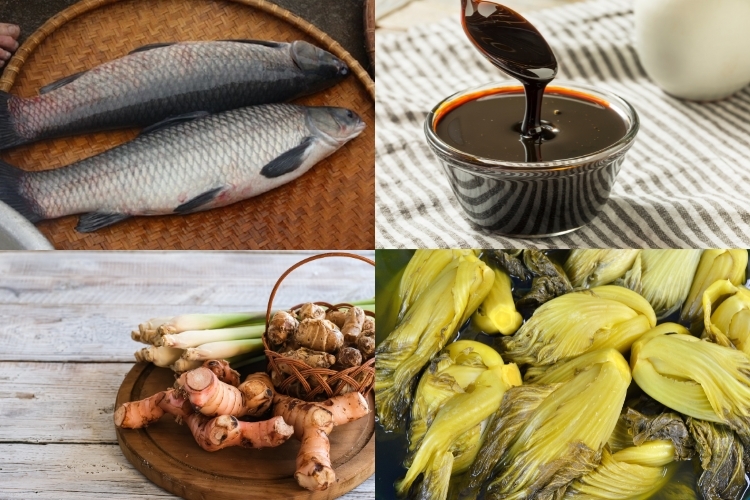 Nguyên liệu để làm cá trắm kho mật mía