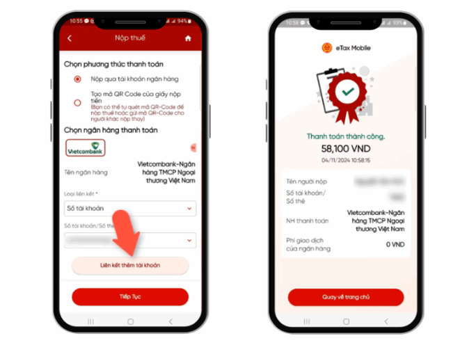 các ngân hàng hỗ trợ nộp thuế qua app 5