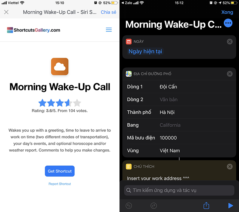 Các phím tắt Siri Shortcuts 8