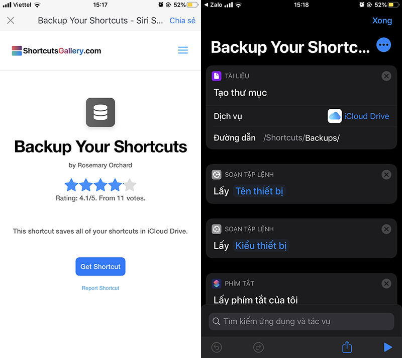 Các phím tắt Siri Shortcuts 9