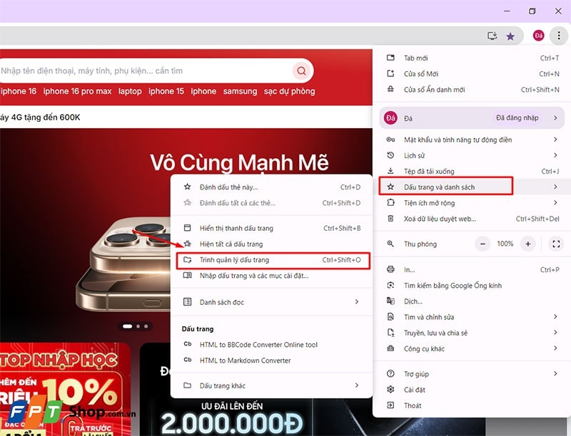 Cách ẩn hiện thanh dấu trang hình 10