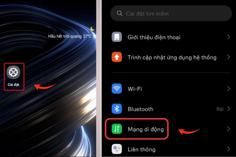 Cách bật 5G trên Realme hình 3