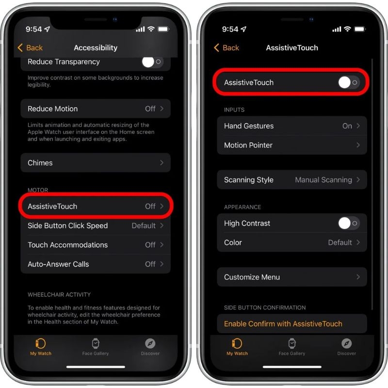 Cách bật AssistiveTouch trên Apple Watch bằng iPhone