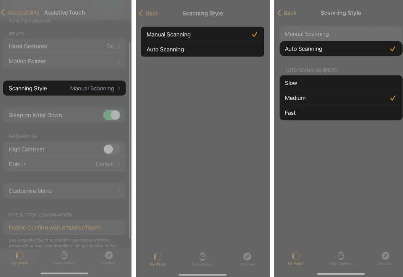Tùy chỉnh Scanning Style trong AssistiveTouch trên Apple Watch