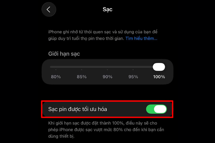 cách bật tối ưu pin sạc iphone 2
