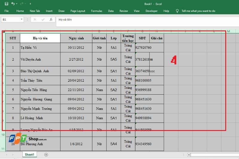 Cách bôi đen hàng cột trong Excel bằng phím tắt ảnh 4