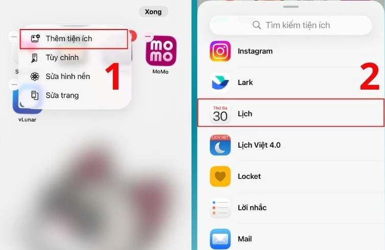 Nhấn vào mục Thêm tiện ích