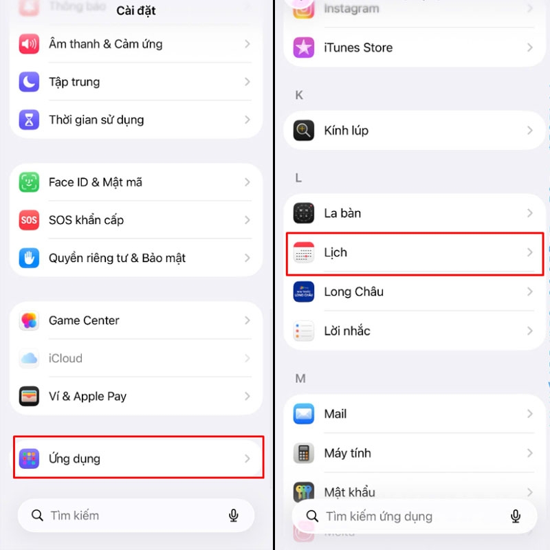 Cuộn xuống phía dưới rồi chọn phần Ứng dụng (Apps)