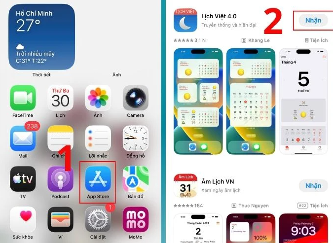 Cách cài lịch âm dương cho iPhone bằng ứng dụng Lịch Việt