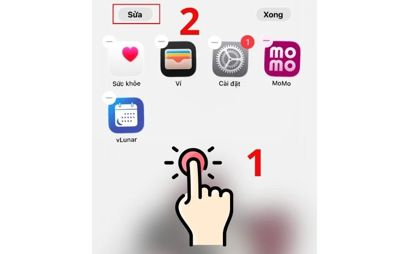 Nhấn giữ màn hình khóa iPhone rồi chọn Tùy chỉnh hoặc Sửa