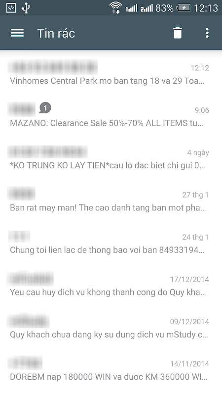 chan tin nhan rac tren android