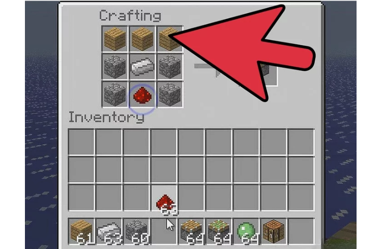 cách chế piston trong minecraft 2