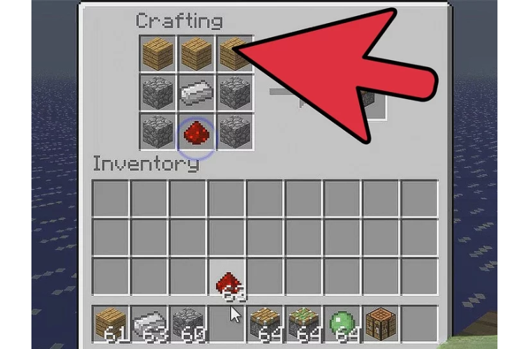 cách chế piston trong minecraft 4
